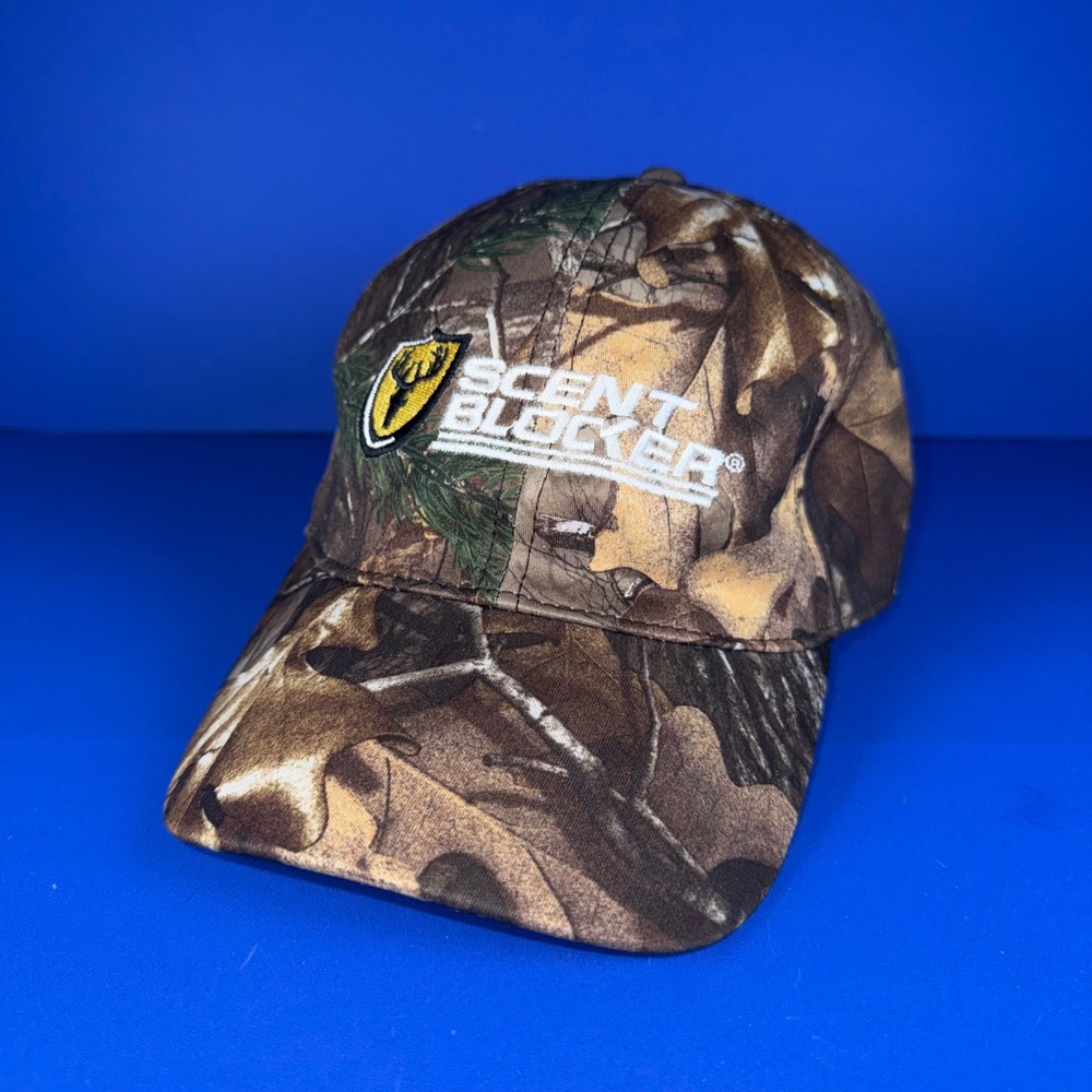Scent Blocker Camo Hunting Hat Adjustable Cap Brown Camouflage Deer Logo